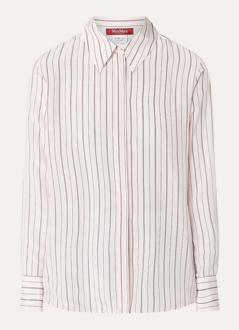 MaxMara Dames Flirt blouse van zijde met streepprint in de kleur Lichtroze