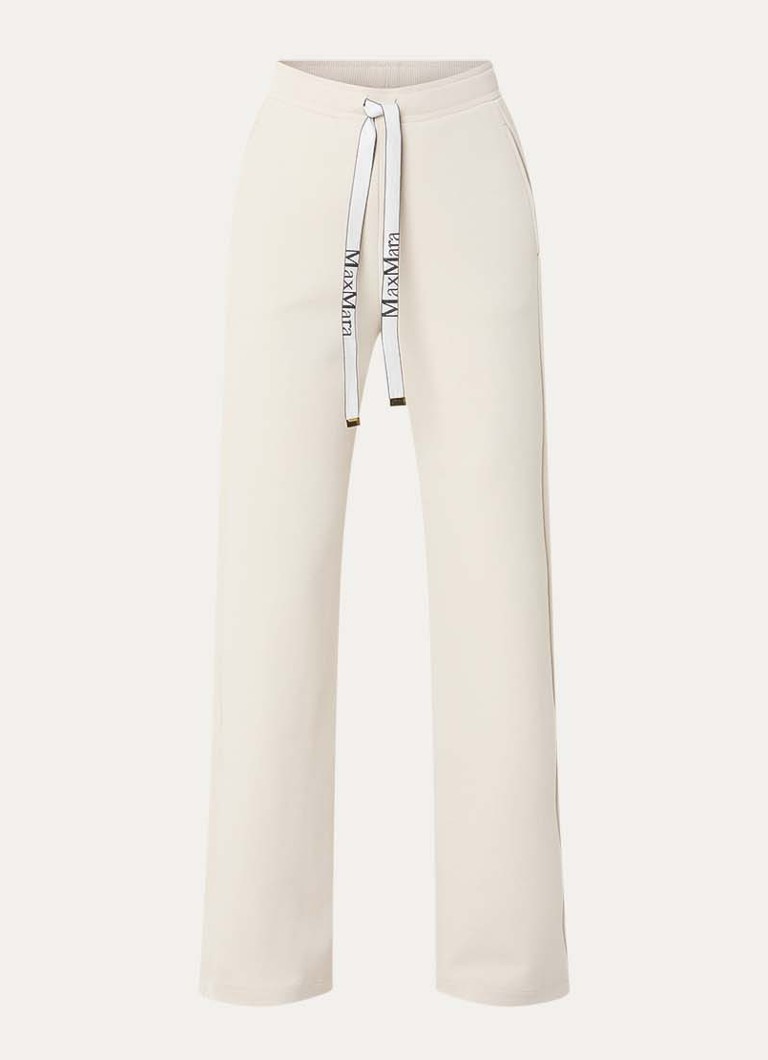 MaxMara Dames Bali high waist straight fit broek met steekzakken in de kleur Vanillegeel