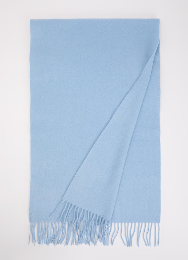 MaxMara Dames Sjaal in kasjmierblend met franjes 180 x 50 cm in de kleur Lichtblauw
