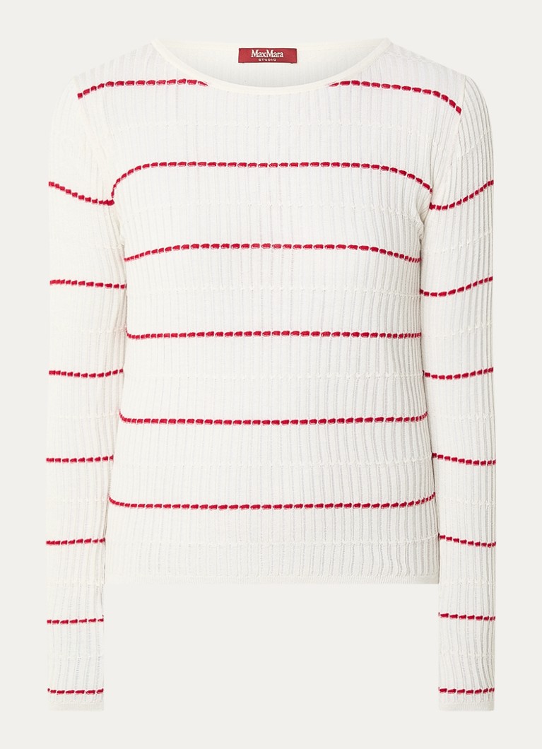 MaxMara Dames Top in zijdeblend met streepprint in de kleur Ivoor