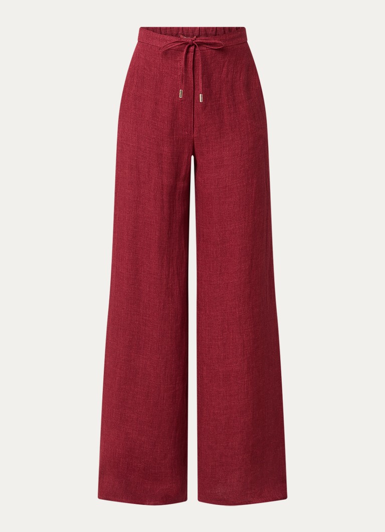 MaxMara Dames High waist wide fit broek met steekzakken in de kleur Cranberryrood
