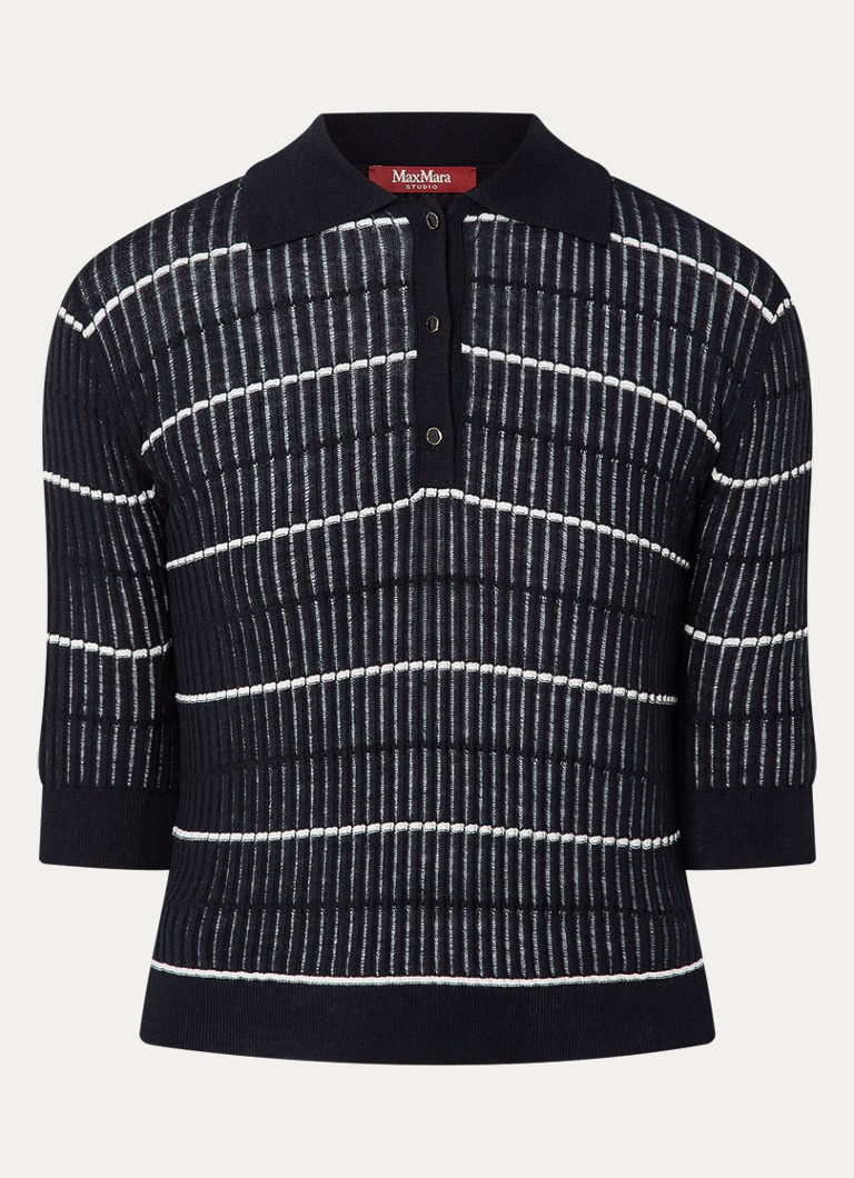 MaxMara Dames Gallo fijngebreide top in zijdeblend in de kleur Donkerblauw