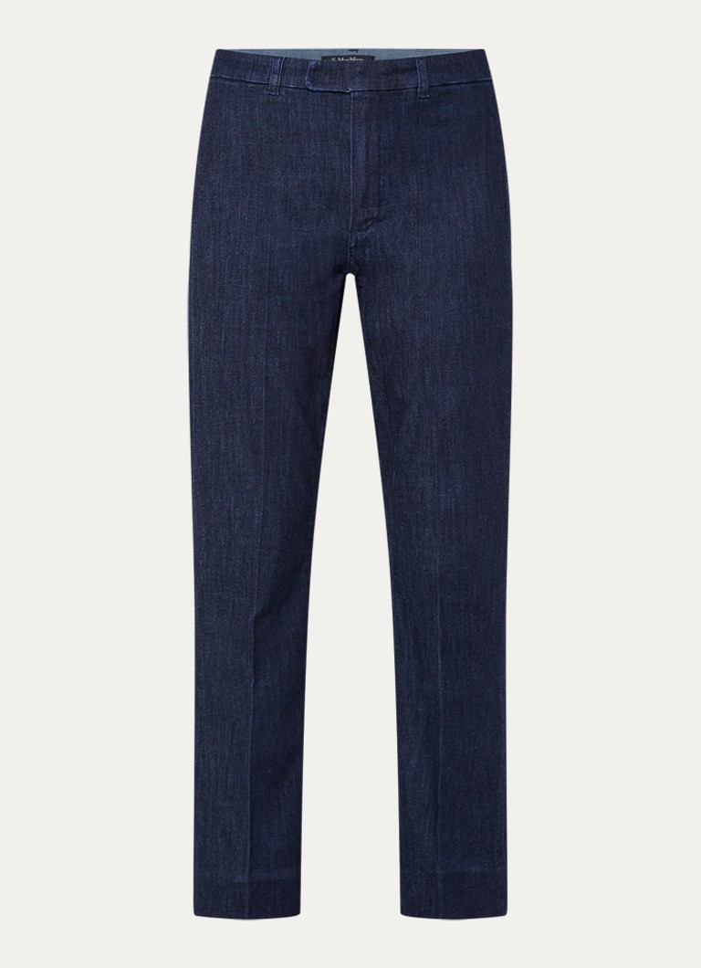 MaxMara Dames Mid waist slim fit jeans met donkere wassing in de kleur Indigo