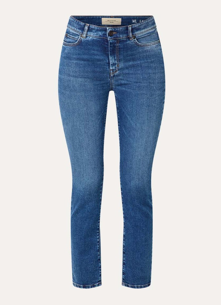 MaxMara Dames Sauna high waist skinny cropped jeans met medium wassing in de kleur Indigo