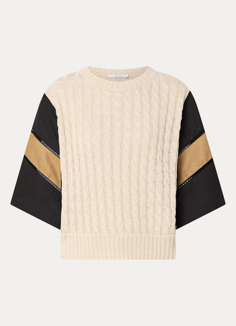MaxMara Dames Scatola kabelgebreide trui van linnen in de kleur Beige