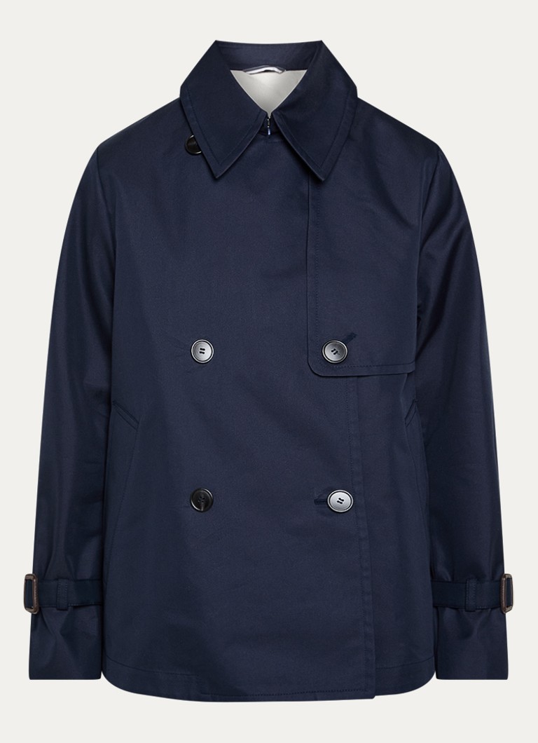 MaxMara Dames Biglia double-breasted trenchcoat met split in de kleur Donkerblauw