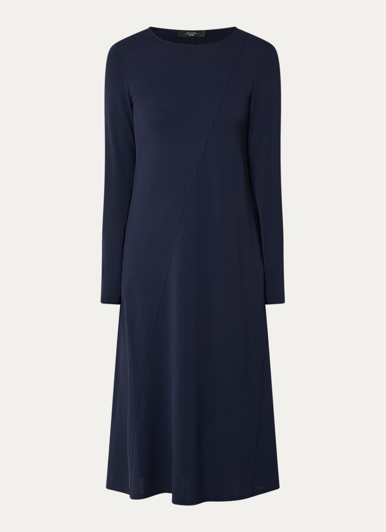 MaxMara Dames Midi jurk met stretch in de kleur Donkerblauw