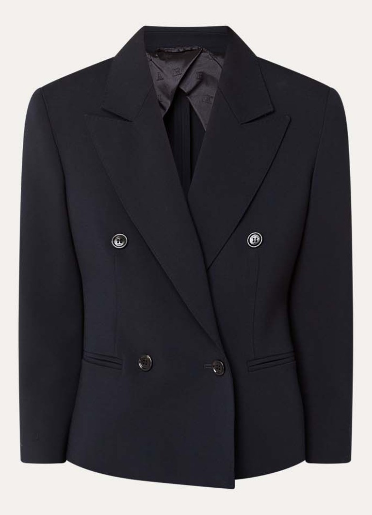 MaxMara Dames Dorico double-breasted blazer van wol met schoudervulling in de kleur Donkerblauw