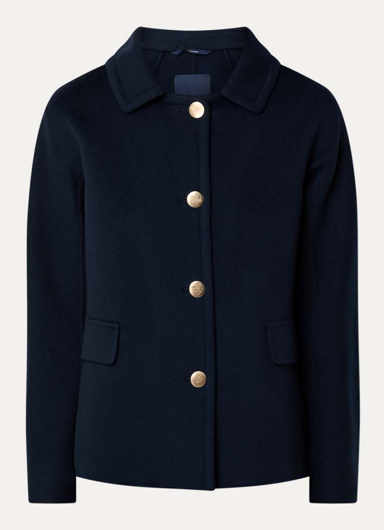 MaxMara Dames Grazia mantel van scheerwol in de kleur Donkerblauw