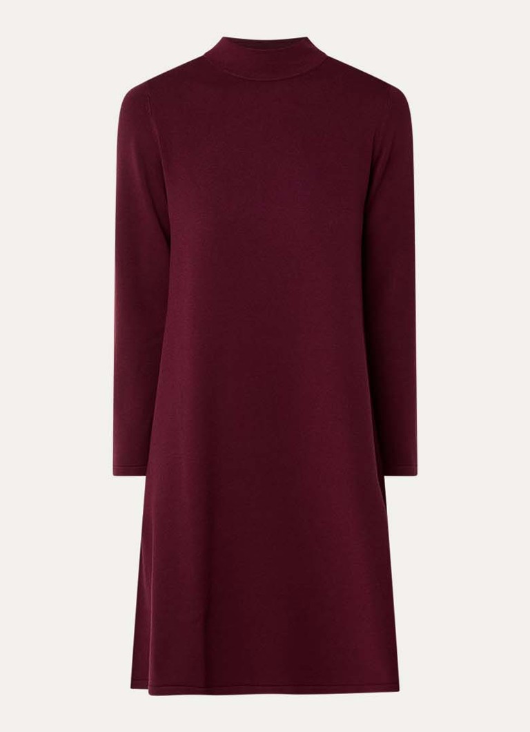MaxMara Dames Fijngebreide mini trui-jurk met opstaande kraag in de kleur Bordeauxrood