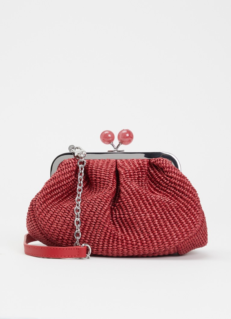 MaxMara Dames Pasticcino Small clutch met gevlochten detail en afneembare schouderriem in de kleur Cranberryrood