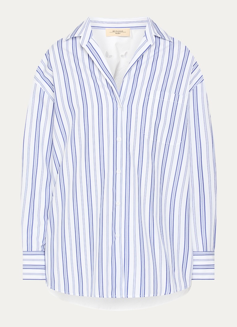 Max Mara Dames Tessile blouse met streepprint en opengewerkt dessin in de kleur Wit