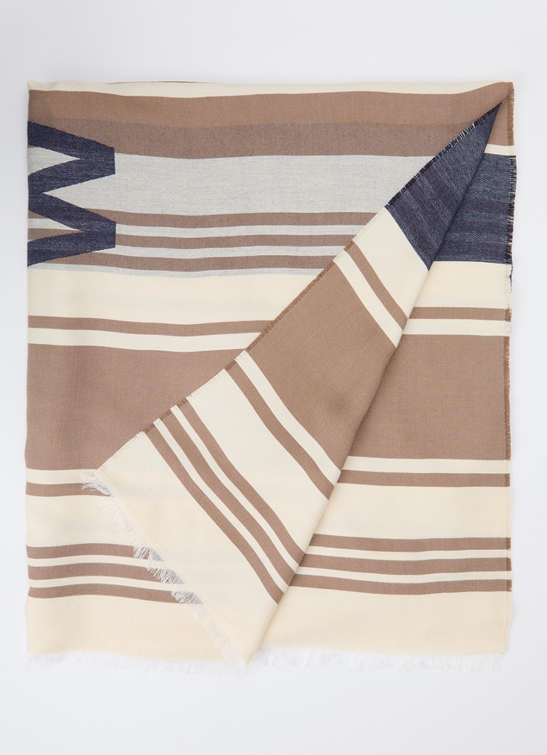 MaxMara Dames Gallo sjaal met streepprint 184 x 82 cm in de kleur Beige