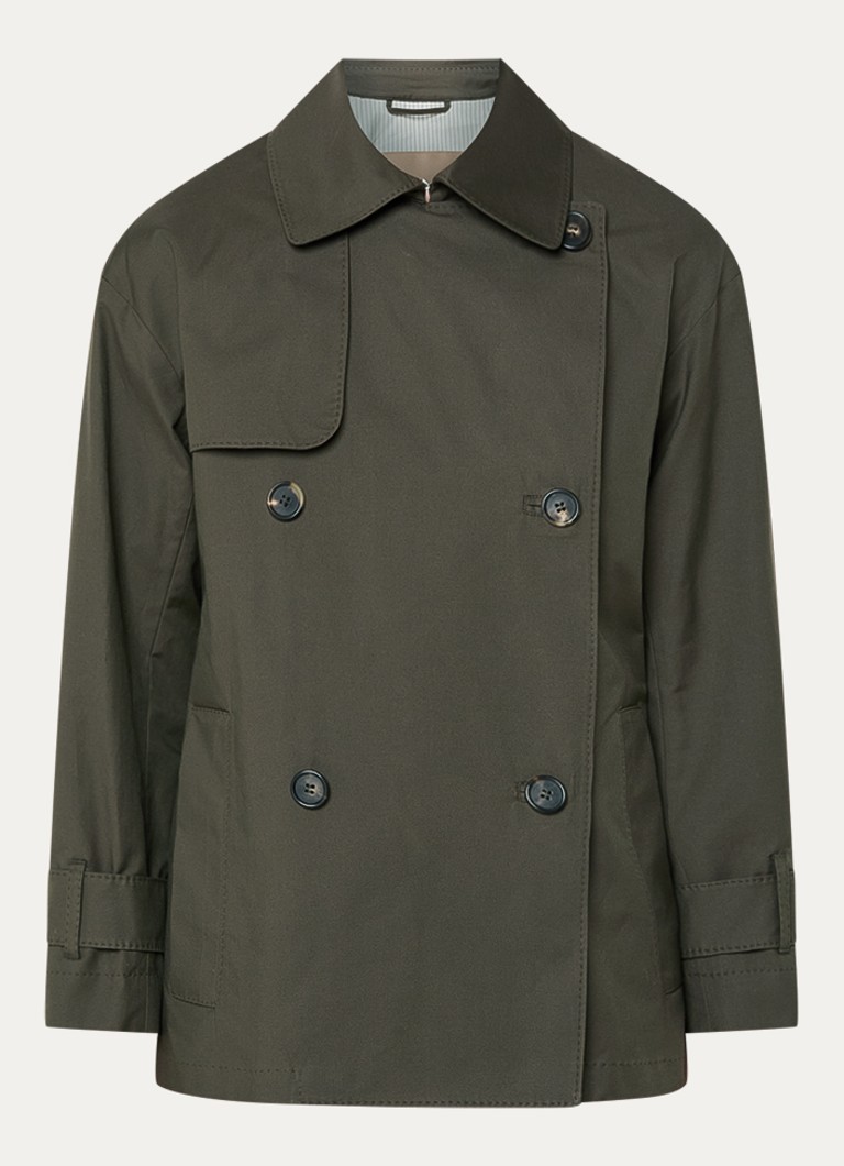MaxMara Dames Double-breasted trenchcoat met steekzakken in de kleur Bronsgroen