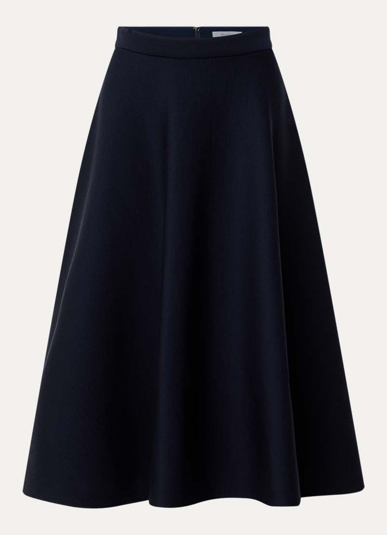 MaxMara Dames Midi rok met stretch in de kleur Donkerblauw