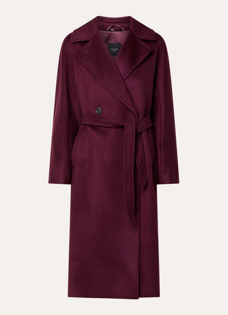 MaxMara Dames Double-breasted blazer van wol met ceintuur in de kleur Bordeauxrood