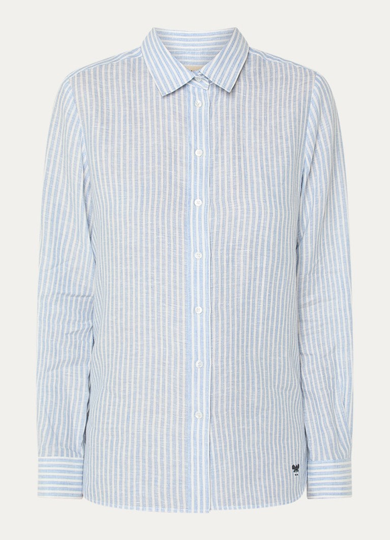 MaxMara Dames Giurato blouse van linnen met streepprint in de kleur Lichtblauw