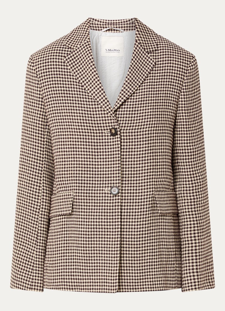 MaxMara Dames Blazer met ruitdessin en schoudervulling in de kleur Beige