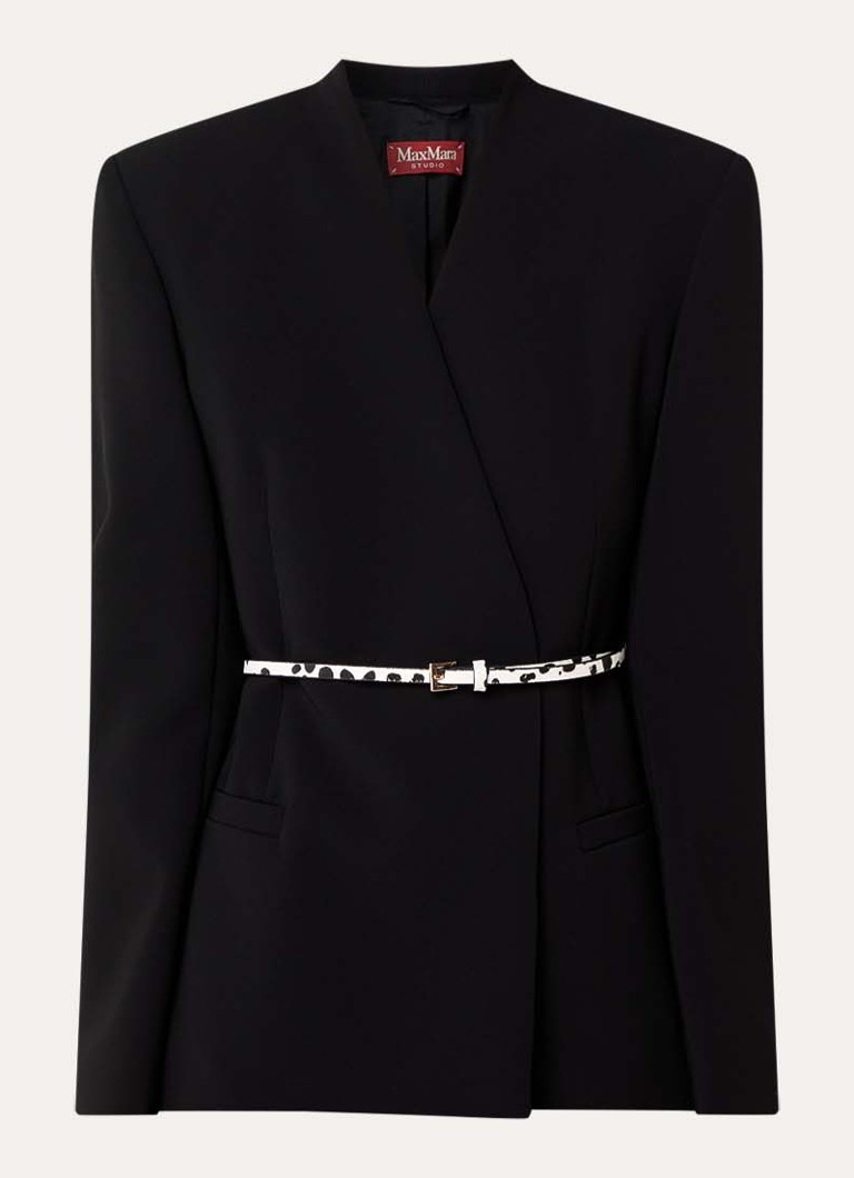 MaxMara Dames Blazer met schoudervulling en ceintuur in de kleur Zwart