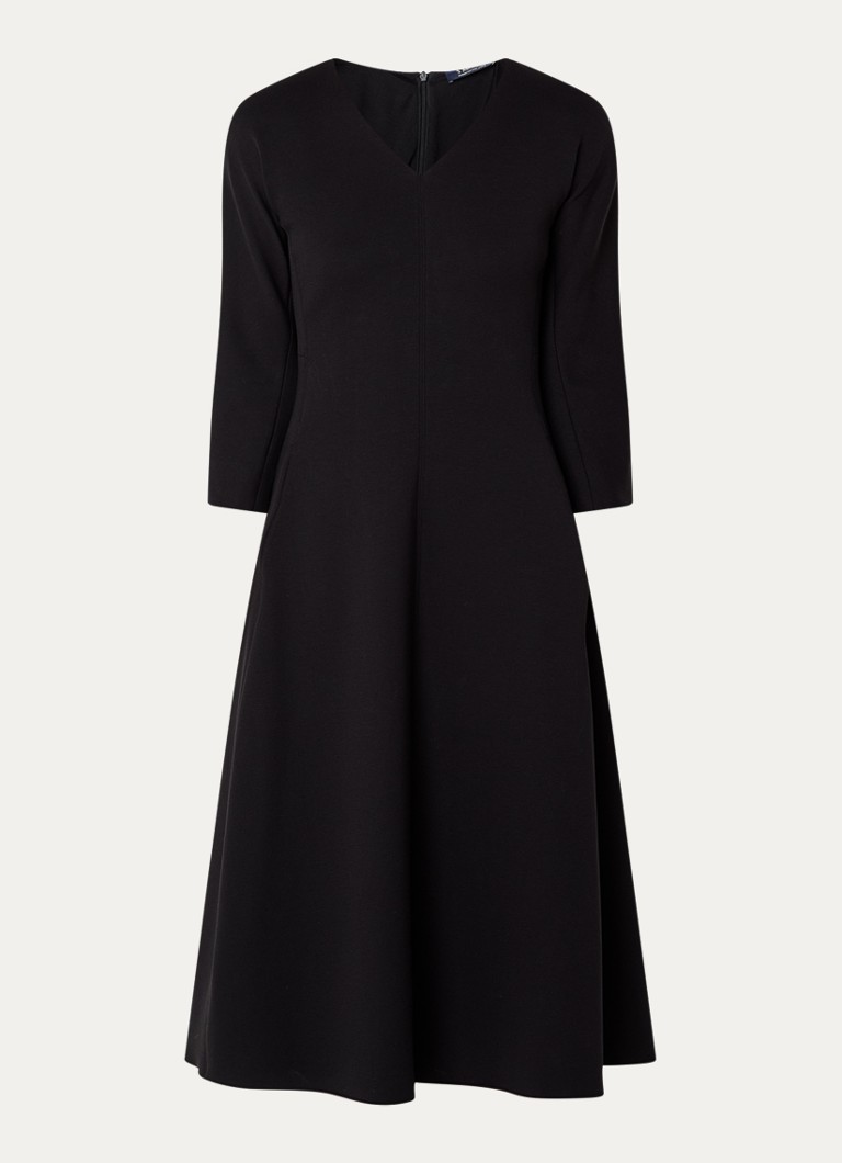 MaxMara Dames Madesso Midi A-lijn jurk met V-hals in de kleur Zwart