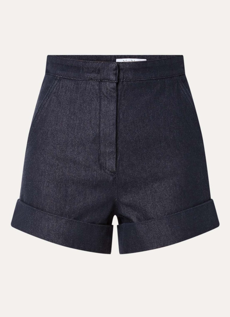 MaxMara Dames Calca korte broek van denim met steekzakken in de kleur Indigo