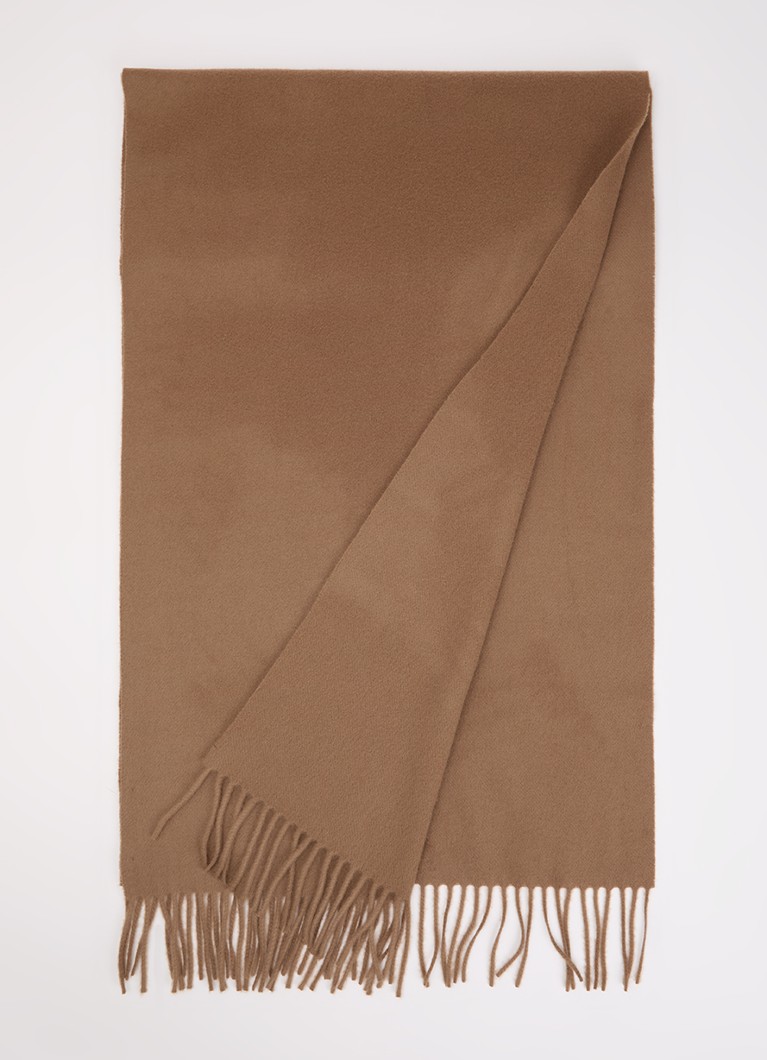 MaxMara Dames Sjaal in kasjmierblend met franjes 180 x 50 cm in de kleur Bruin