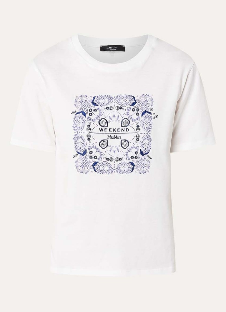 MaxMara Dames Blusa T-shirt met logoborduring in de kleur Wit