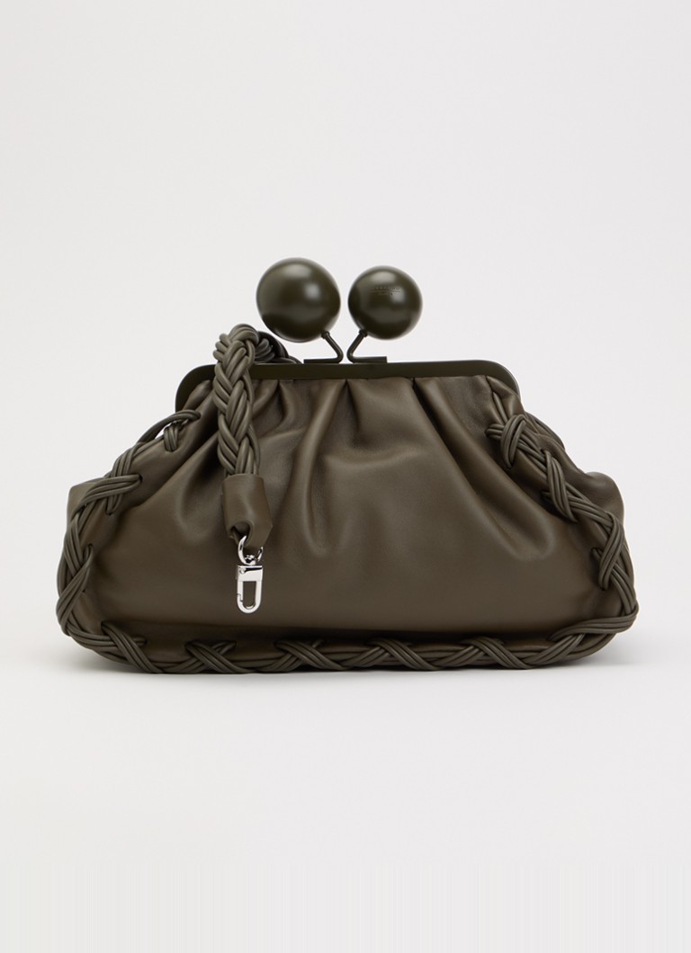 MaxMara Dames Pasticcino schoudertas van leer met afneembare schouderriem in de kleur Khaki