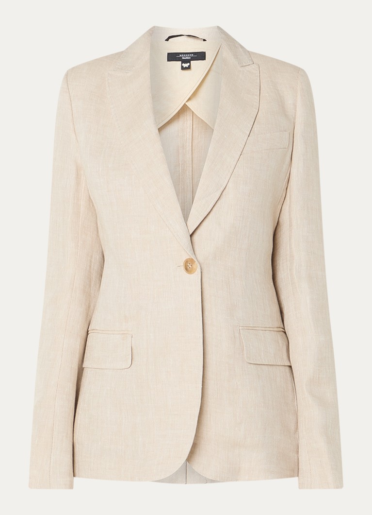 MaxMara Dames Nalut blazer van linnen met klepzakken in de kleur Creme