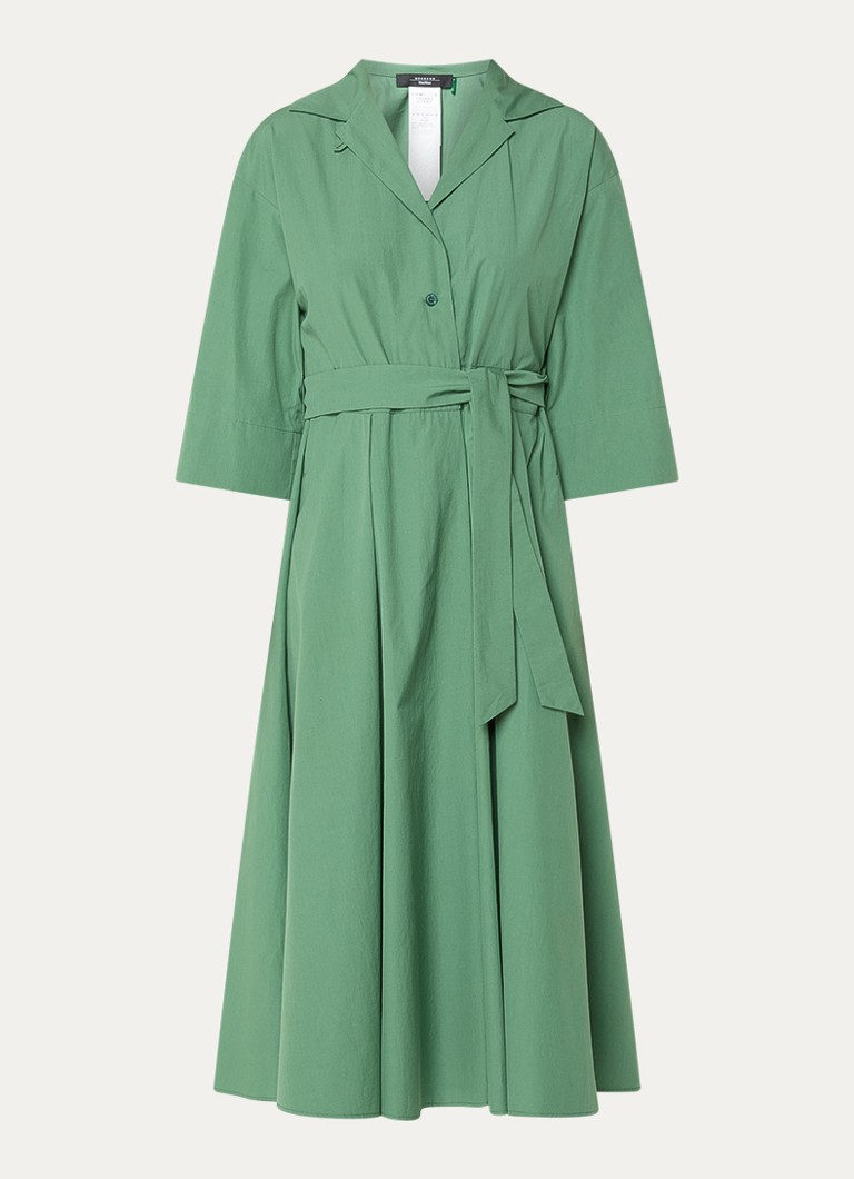 MaxMara Dames Padana midi tuniekjurk met strikceintuur in de kleur Groen