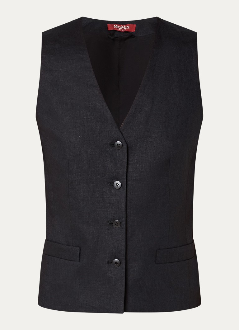 MaxMara Dames Carnet gilet van linnen in de kleur Zwart