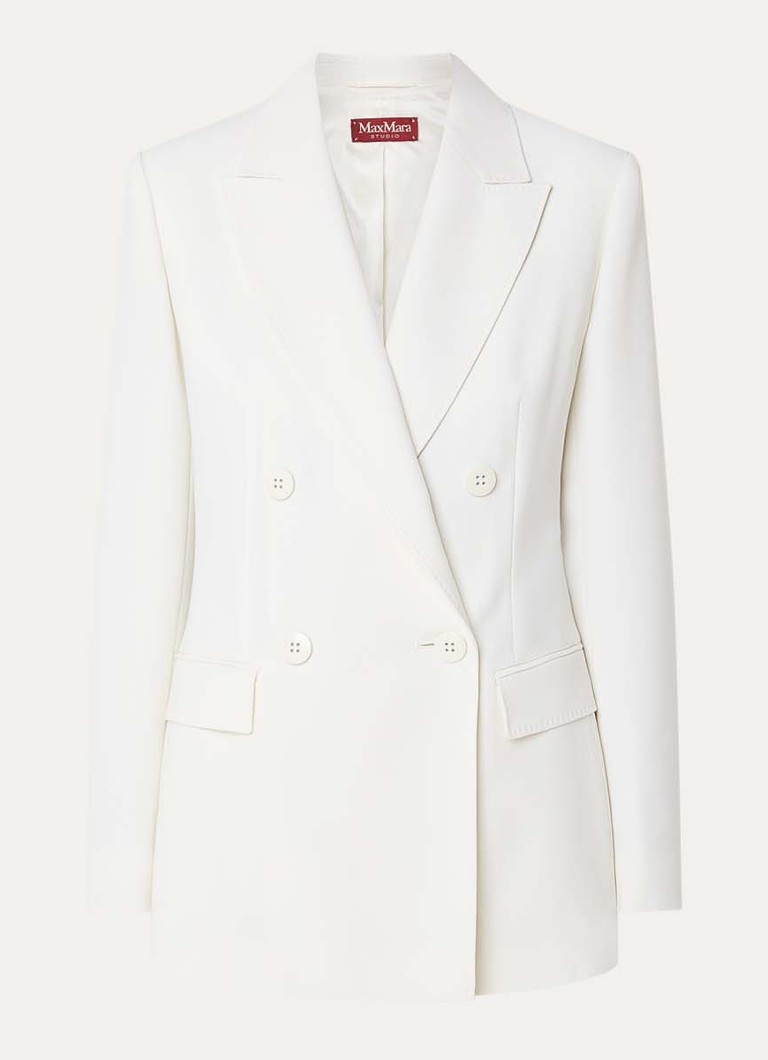 MaxMara Dames Grembo double-breasted blazer van scheerwol met klepzakken in de kleur Wit