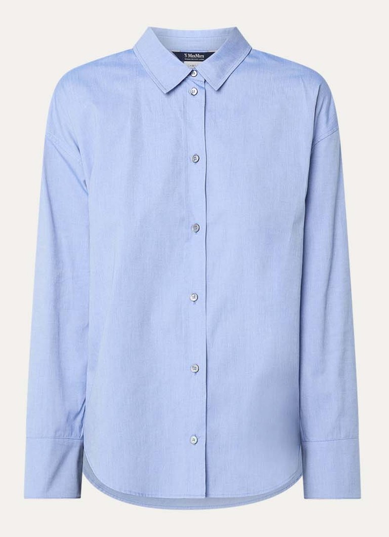 MaxMara Dames Blouse met kraag in de kleur Staalblauw