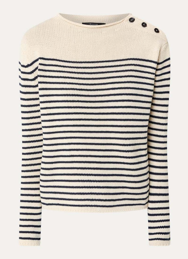 MaxMara Dames Quadro fijngebreide trui met streepprint in de kleur Ivoor