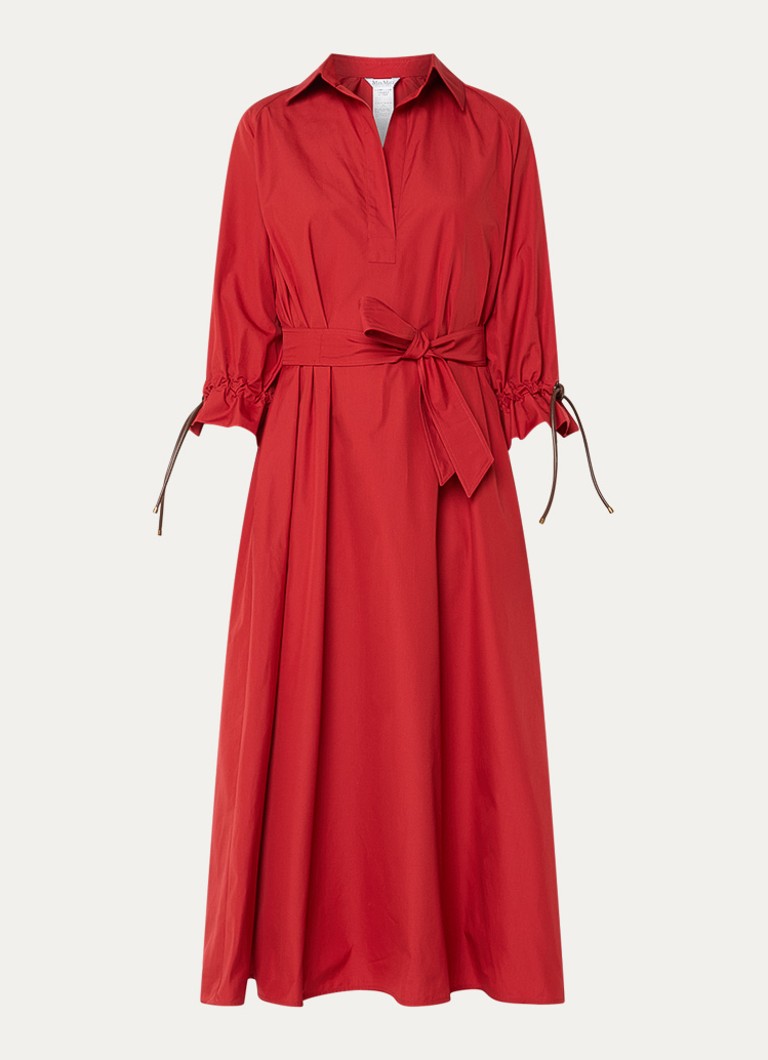 MaxMara Dames Mirto midi tuniekjurk met strikceintuur in de kleur Rood