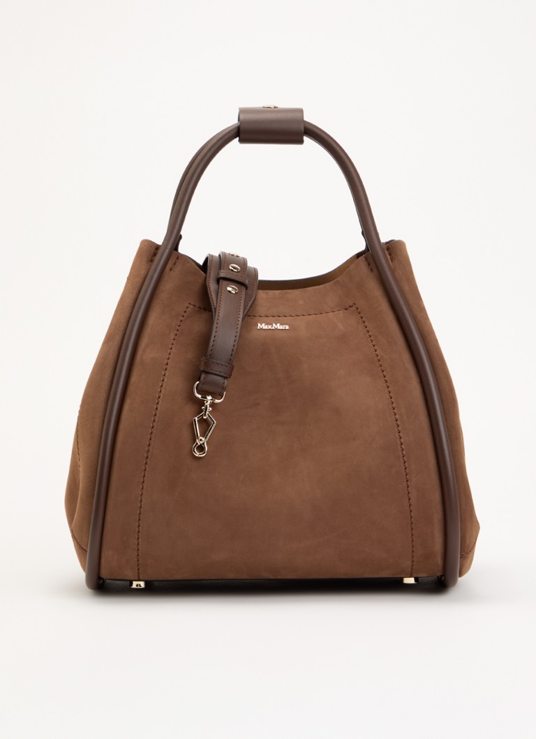 MaxMara Dames Marine handtas van suède met details van kalfsleer in de kleur Bruin