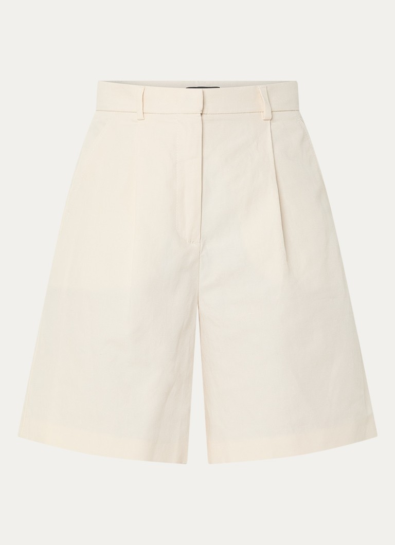 MaxMara Dames Ecuba high waist straight fit korte broek in linnenblend in de kleur Gebroken wit