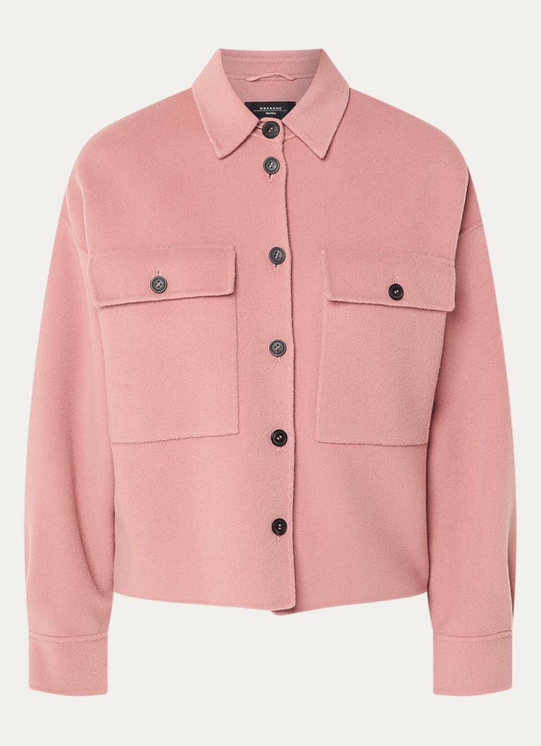 MaxMara Dames Zerbino jack in wolblend met klepzakken in de kleur Oudroze