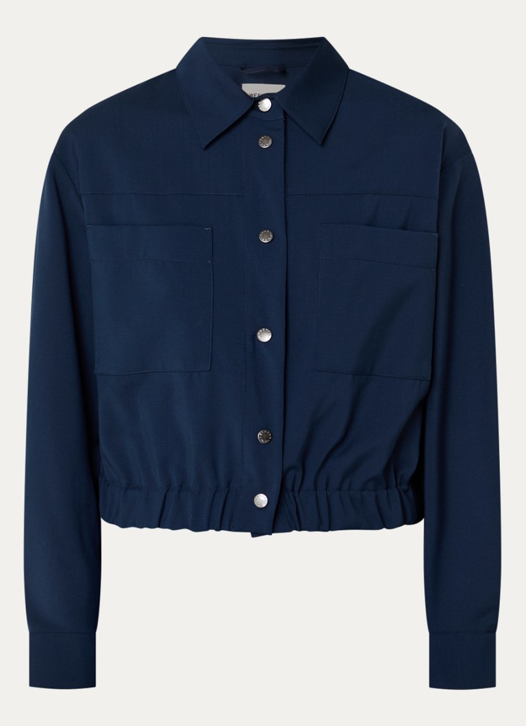 MaxMara Dames Decano cropped jack van scheerwol met opgestikte zakken in de kleur Donkerblauw