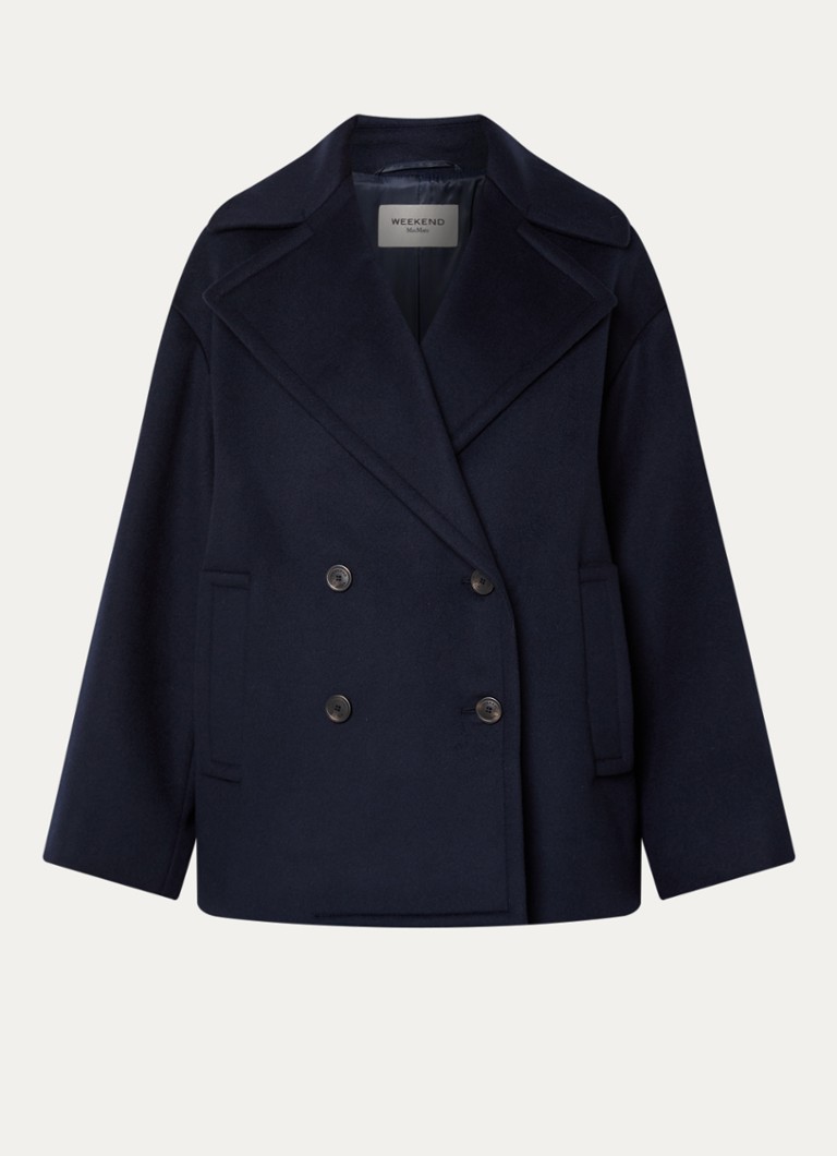 Max Mara Dames Dalpe mantel van wol met steekzakken in de kleur Donkerblauw
