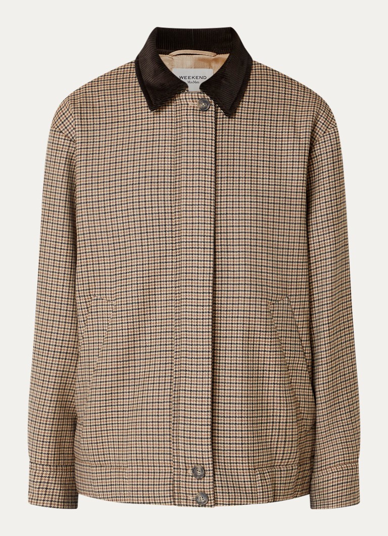 MaxMara Dames Jack van scheerwol met pied-de-poule dessin in de kleur Beige