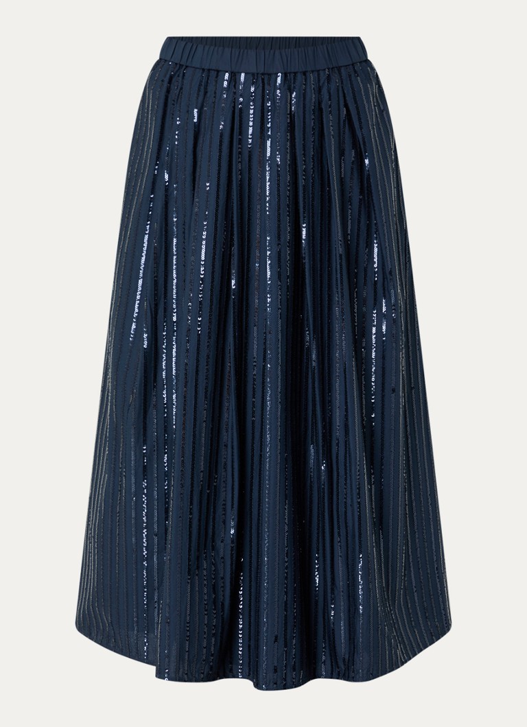 MaxMara Dames Fidori midi rok met pailletten en steekzakken in de kleur Donkerblauw