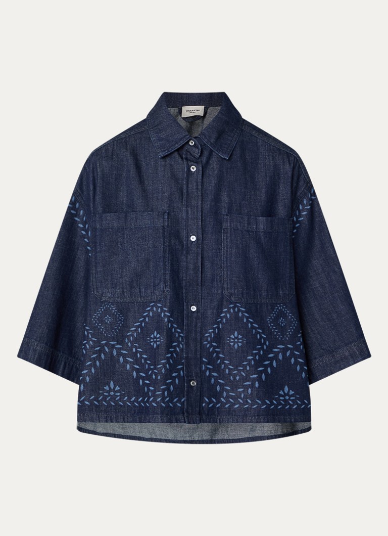 MaxMara Dames Alare blouse van denim met print in de kleur Indigo