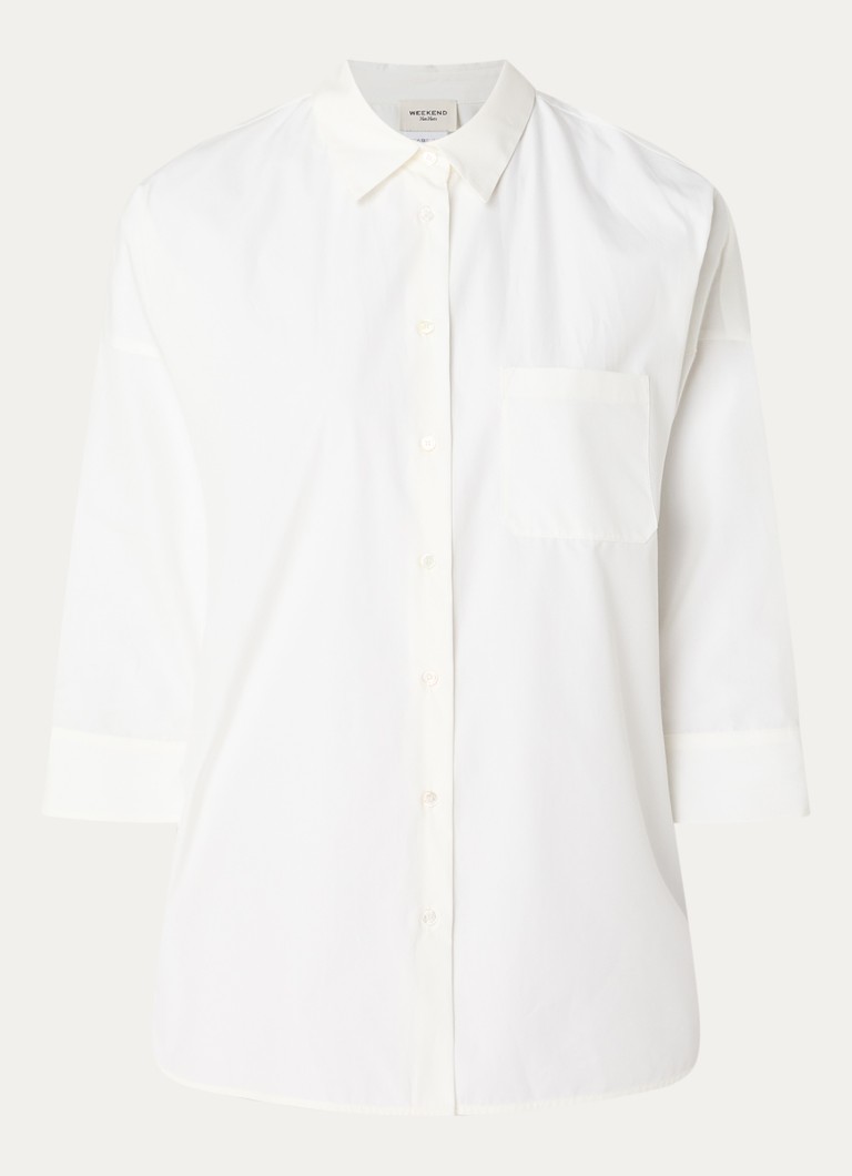 MaxMara Dames Blouse met borstzak in de kleur Gebroken wit
