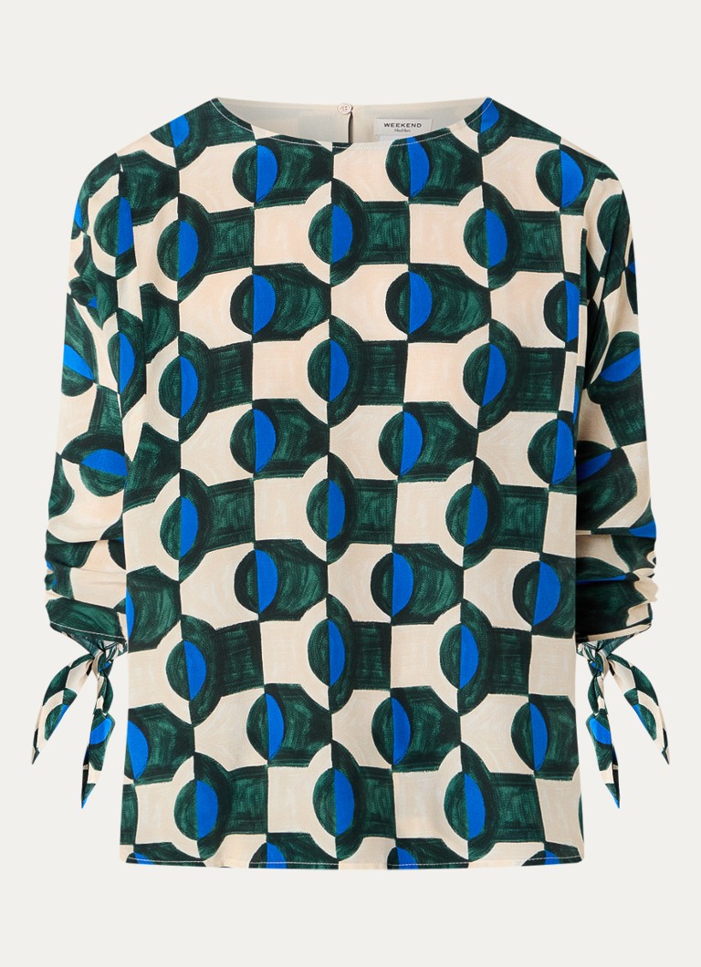 MaxMara Dames Adone tuniek van zijde met print in de kleur Donkergroen