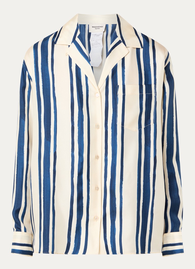 MaxMara Dames Corona blouse van zijde met streepprint in de kleur Blauw