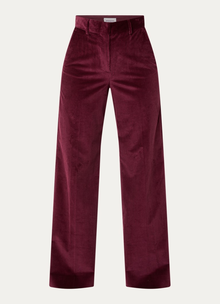 Max Mara Dames Tania high waist wide fit broek van corduroy met steekzakken in de kleur Bordeauxrood