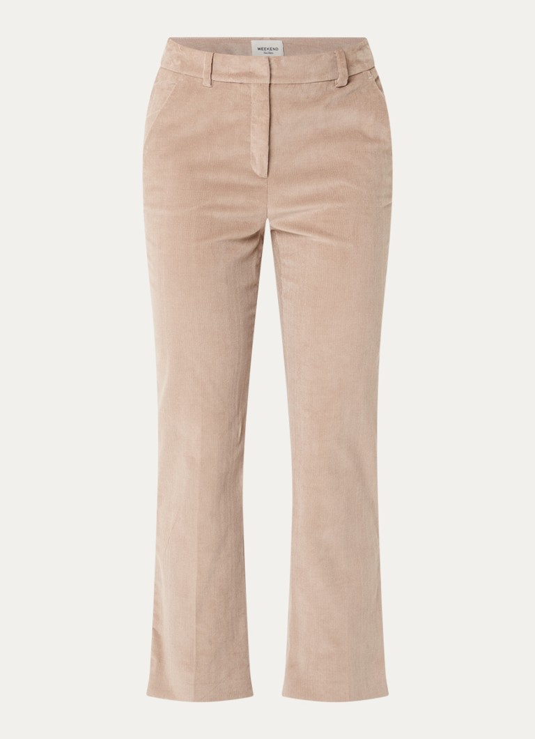 Max Mara Dames Marruca mid waist cropped bootcut fit chino van fluweel in de kleur Zand