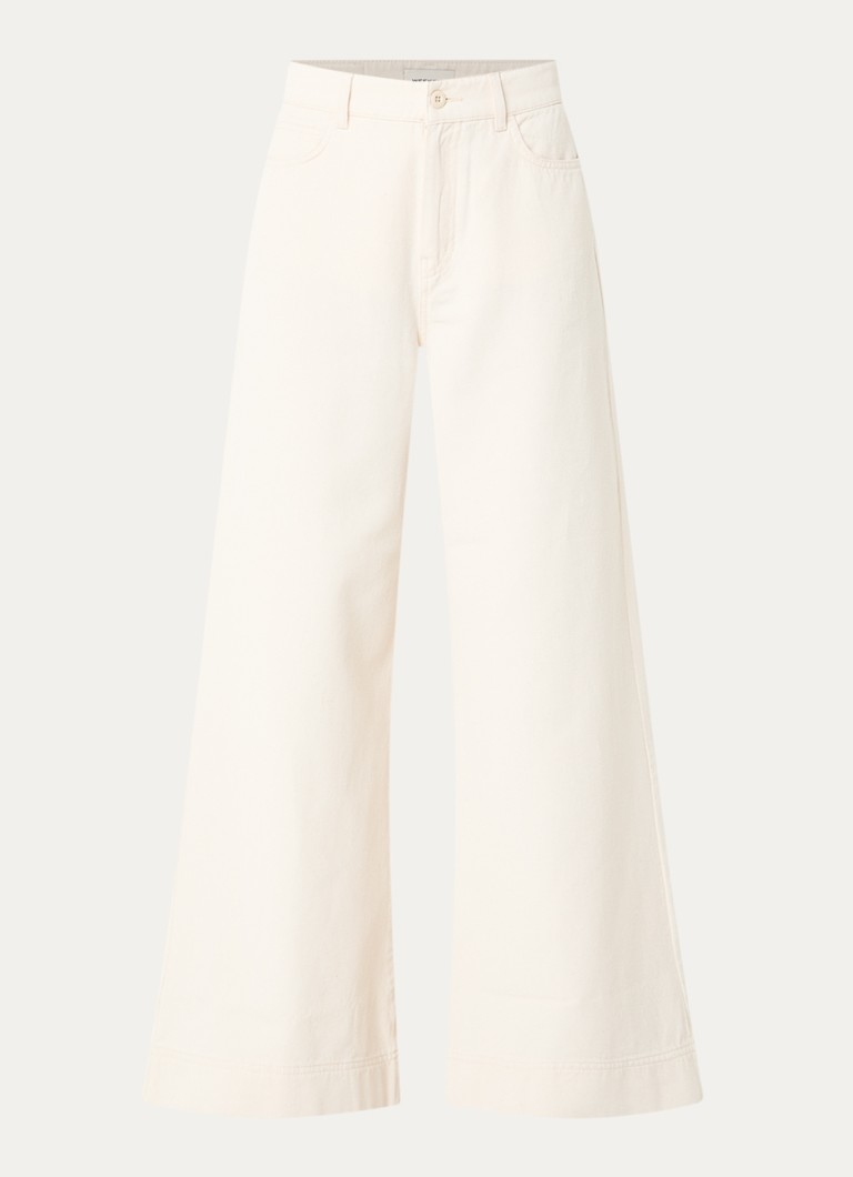 MaxMara Dames High waist wide fit jeans met gekleurde wassing in de kleur Gebroken wit