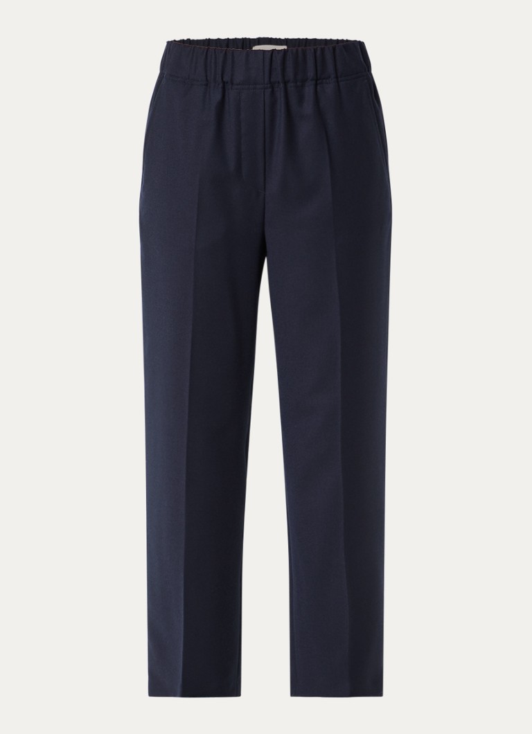 Max Mara Dames High waist straight fit broek van wol met steekzakken in de kleur Donkerblauw
